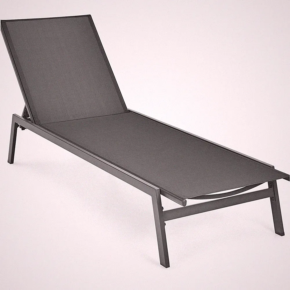 Patiojoy Patio Lounge Chair Chaise Recliner Back Adjustable Garden Deck Gray