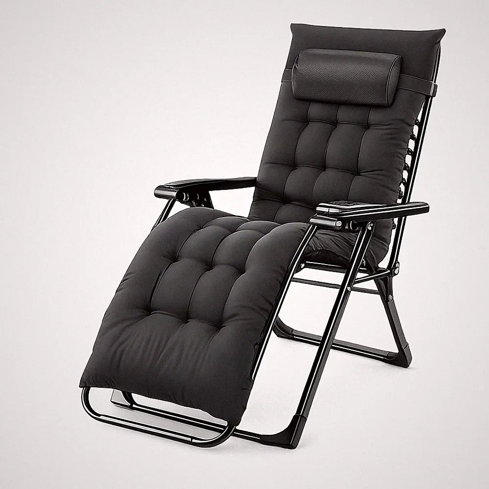Zero Gravity Recliner Chair Folding Patio Lounge w/ Cushion Cup Holder Black